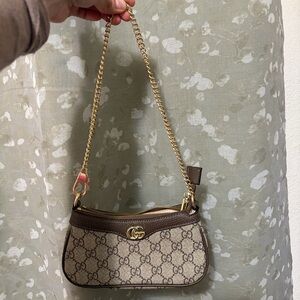 Gucci Monogram Mini Bag with Gold Chain
